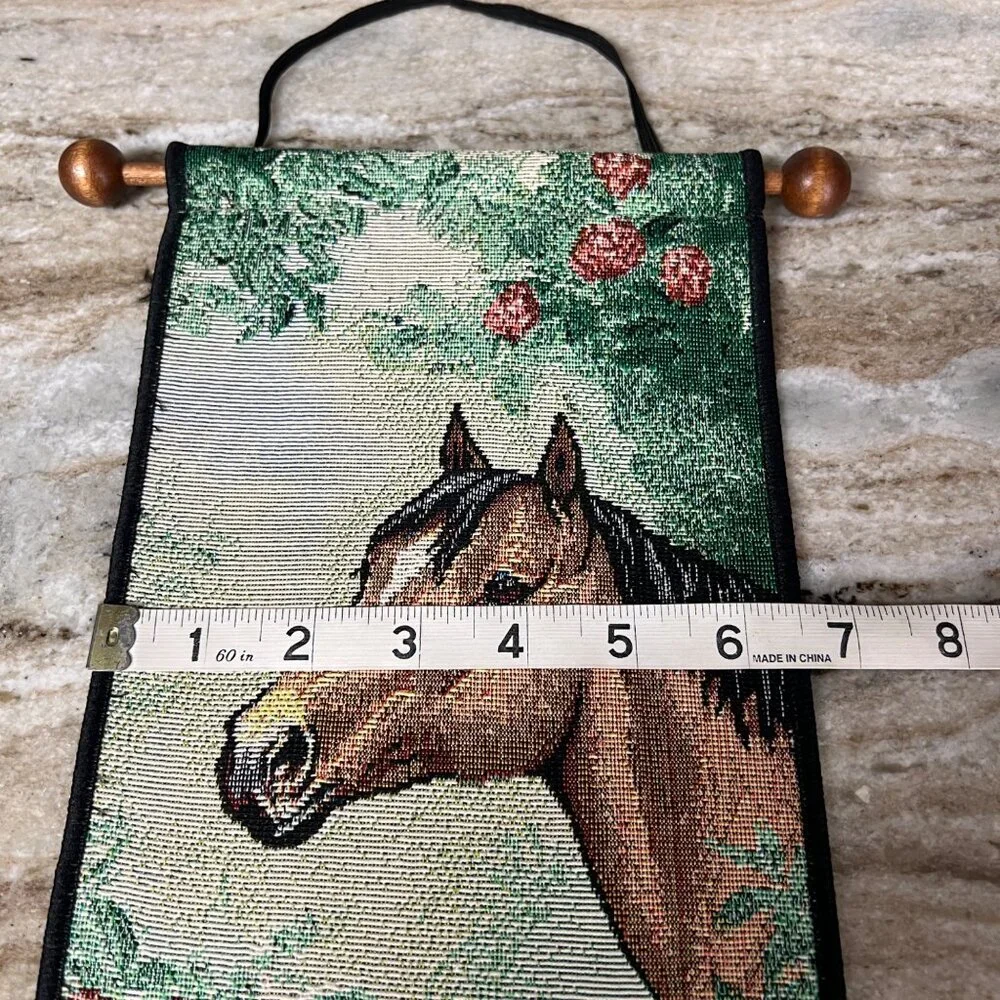 Tapestry Bell Pull Horses in Pasture Wall Hanging Linda Picken Equestrian 44”